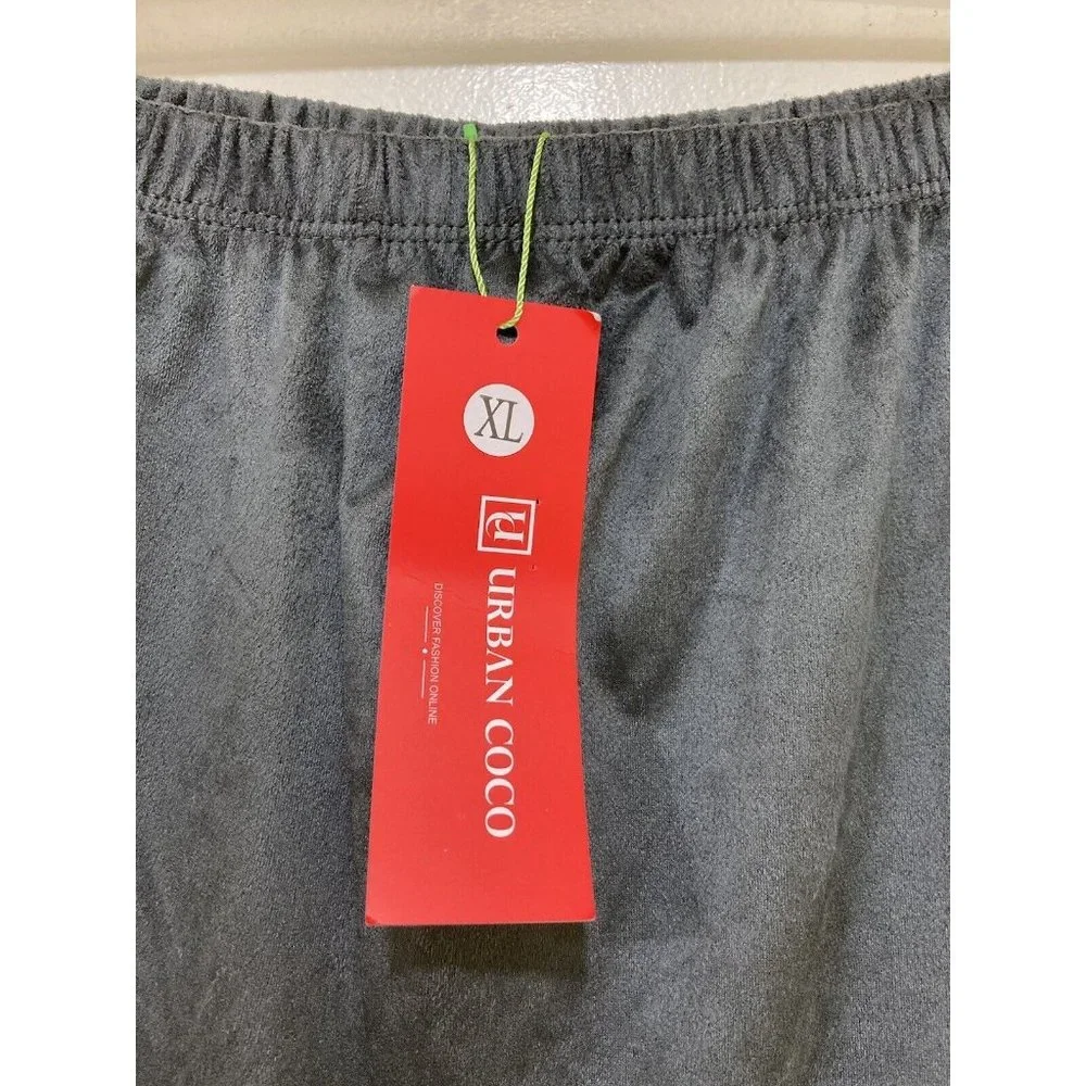 Urban CoCo Maxi Skirt Womens XL Gray‎ Soft Velour Flowy Ruffle Hem NWT